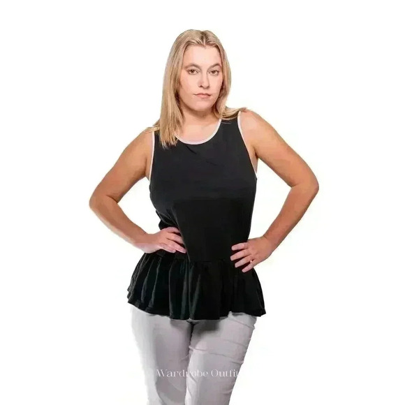 Kate Spade Black Ruffled Peplum Tank - S - Picture 1 of 11